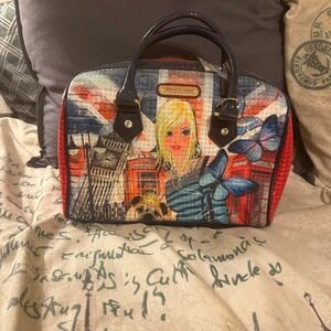 Nicole Lee Blue and Red Graphic Satchel